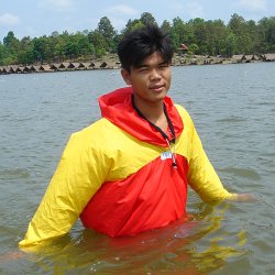 Swimming in a cagoule