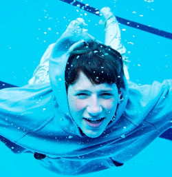 wet hoodie underwater in pool