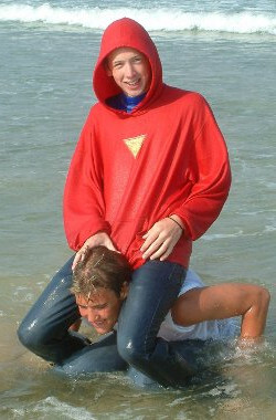 Alwyn in his anorak for sea swimming
