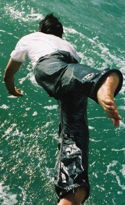 Wet jeans and T-shirt