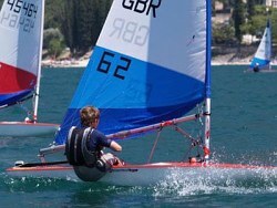 sailing dinghy at speed