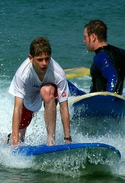 Surf in T-shirt and Shorts